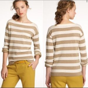 J. Crew Gold Stripe Seamore Boatneck Sweater